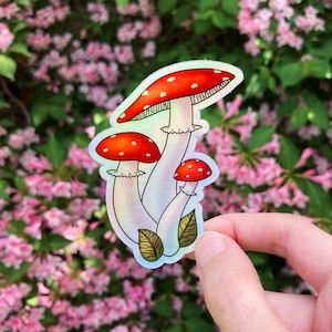 Amanita Mushroom Holographic Sticker