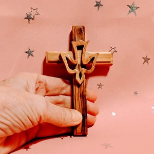 2003 Holy Spirit Dove Wooden Cross, made in Jerusalem, mint condition, offered by original owner