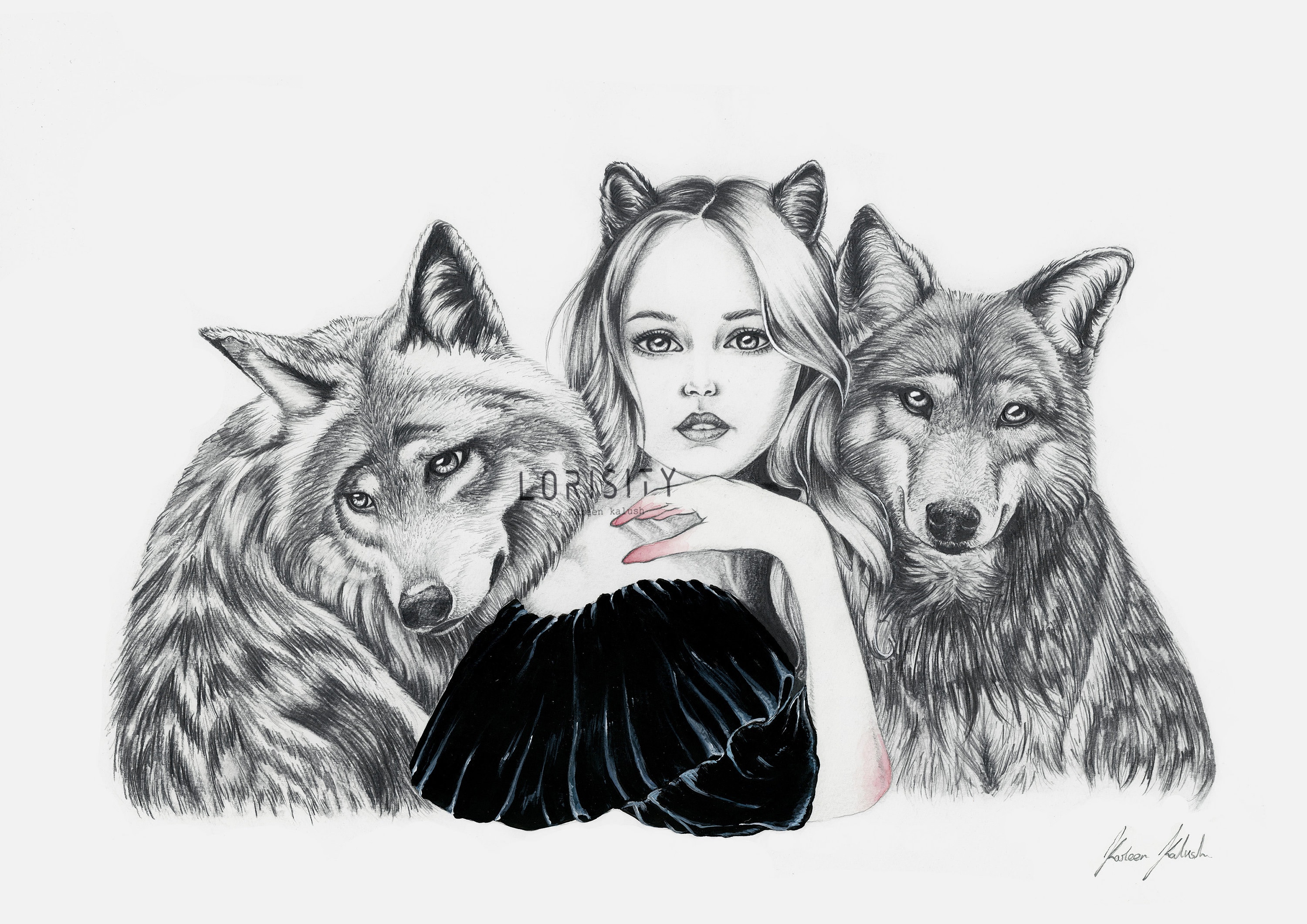 Wolf Girl by a Female Artist Fantasy Girl & | Etsy