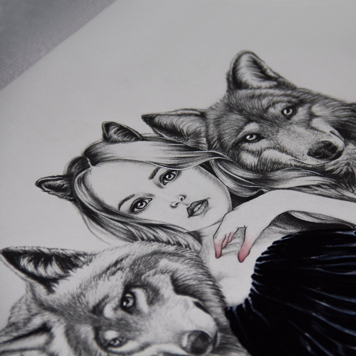 Beautiful Wolf Girl Art by a Female Artist Fantasy Girl & | Etsy