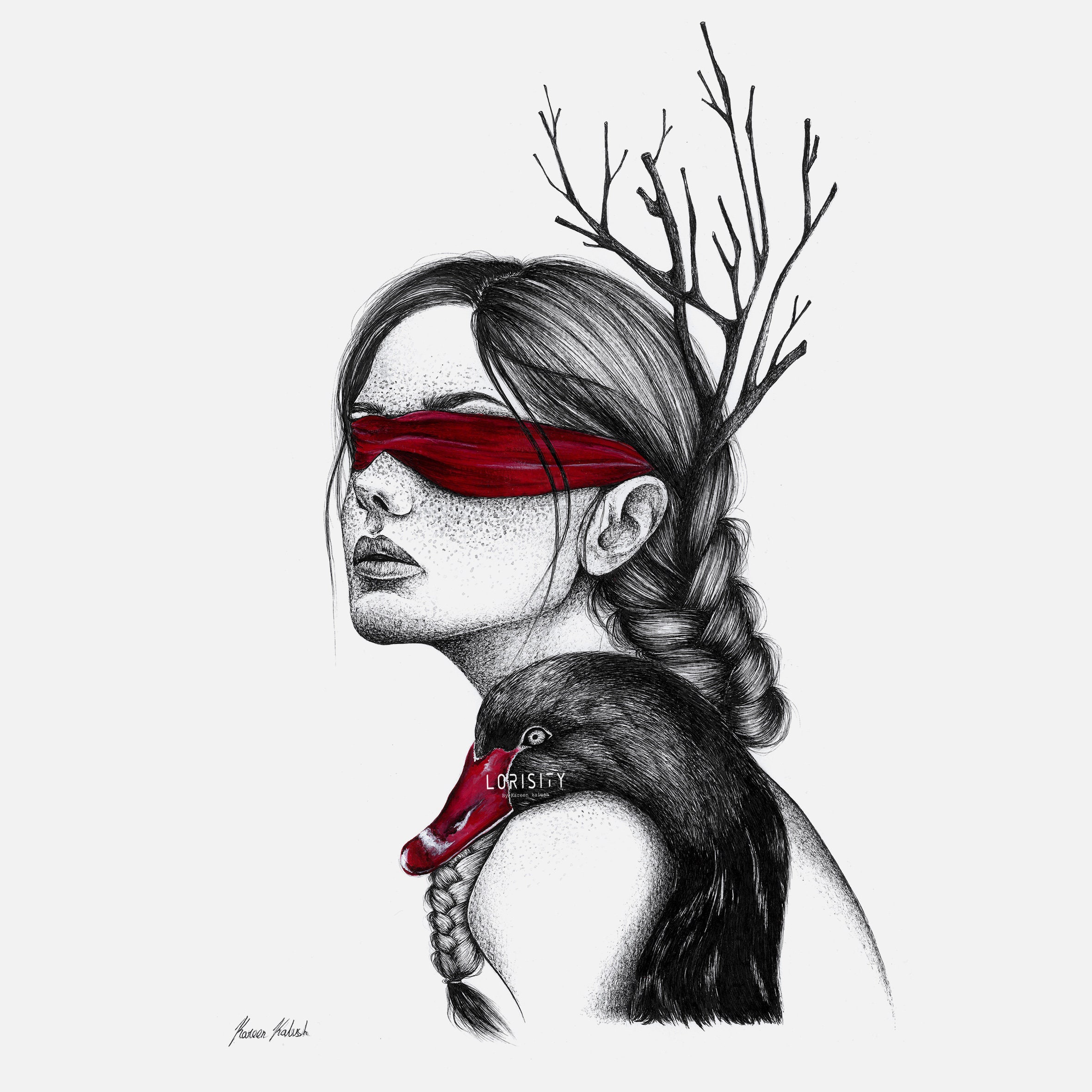 Fine Art Print Of Original Blindfold Woman Portrait Etsy Fine Art Print Of Original Blindfold Woman Portrait Etsy