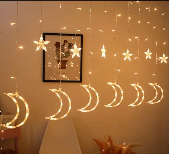 Ramadan Lamp Eid Crafts Moon Star Led Night Light Decor Wall Table