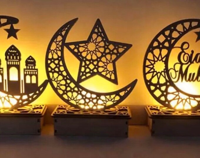 Eid Mubarak Ramadan Decorations Star & Moon With LED LIGHTS Mosque - Etsy