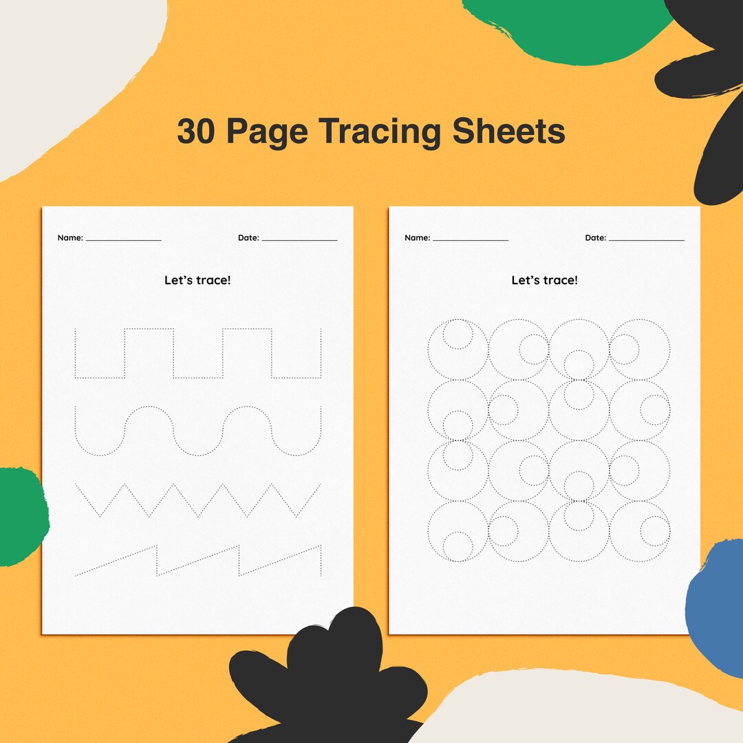 30 Fun Abstract Preschool Line Tracing Worksheets Bundle,lines Trace ...