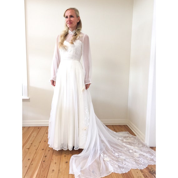 70's Chiffon Wedding Dress