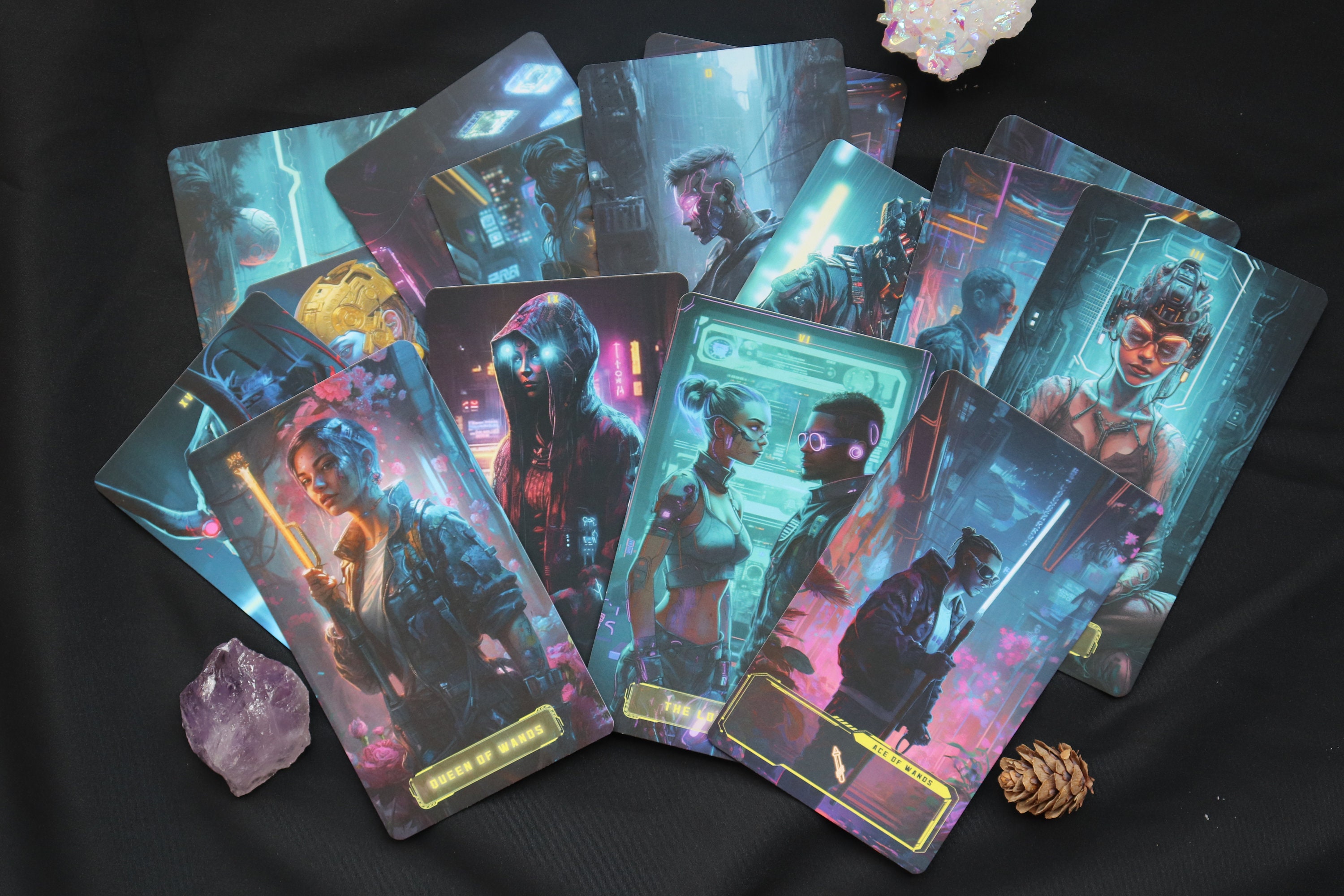 The Quantum Propheteer Tarot Cyberpunk Tarot Tarot Deck 78 Etsy