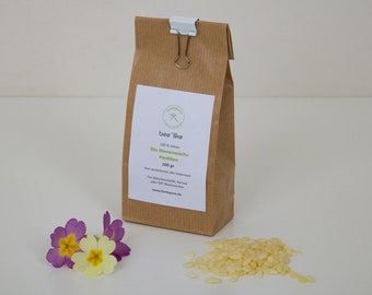 Organic beeswax pastilles - 100% pure beeswax certified organic - for the production of cosmetics or beeswax cloths