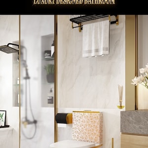 White Toilet with Gold Flowers: Luxury Ceramic Bathroom Decor