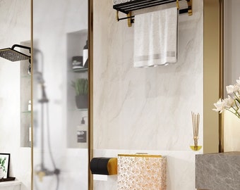 White Toilet with Gold Flowers WC, Ceramic Bathroom Decor,Farmhouse Bathroom, Handmade Flush Modern Toilet - Art
