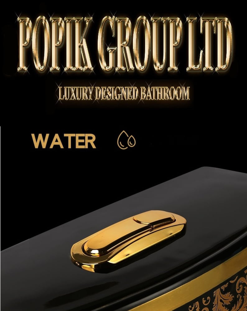 Rimless Flush-Bathroom luxury black toilet design model with Hand made Flower WC image 5