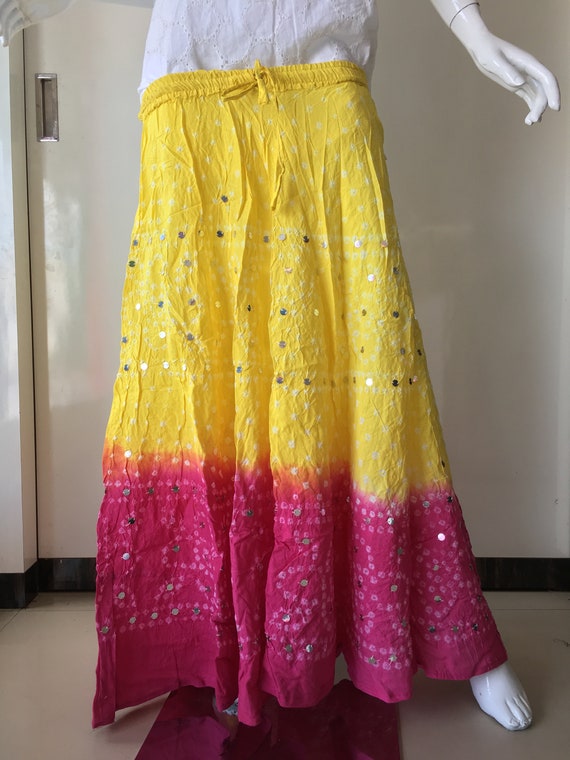 Bandhani Cotton Tie Dye Skirt Boho Skirt Maxi Skirt Maxi Boho Skirt Modest Skirt Beach Skirt Full Length skirt Tie Dye Skirt