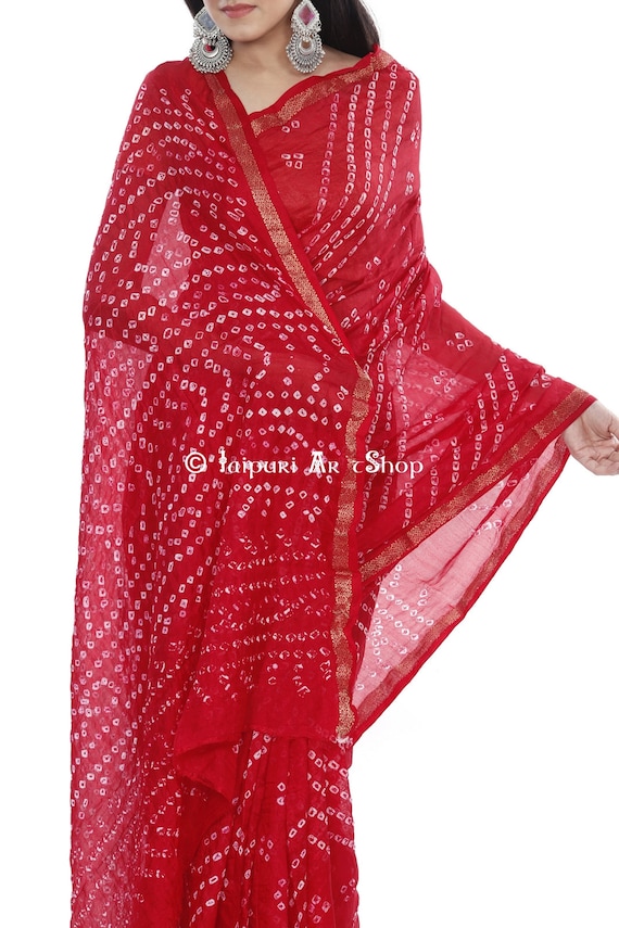 Bridal cheap bandhani saree