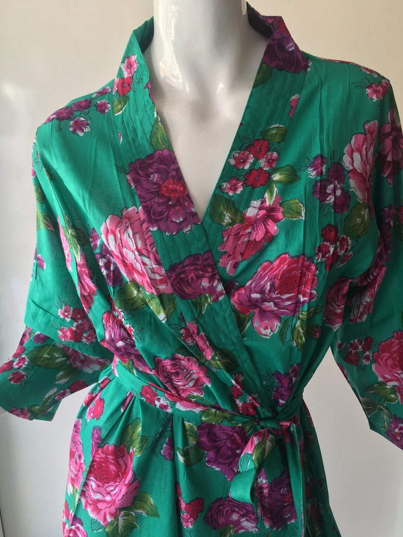 Bridesmaid Robes Teal Green Robe Floral Robes Bridal Robe Etsy