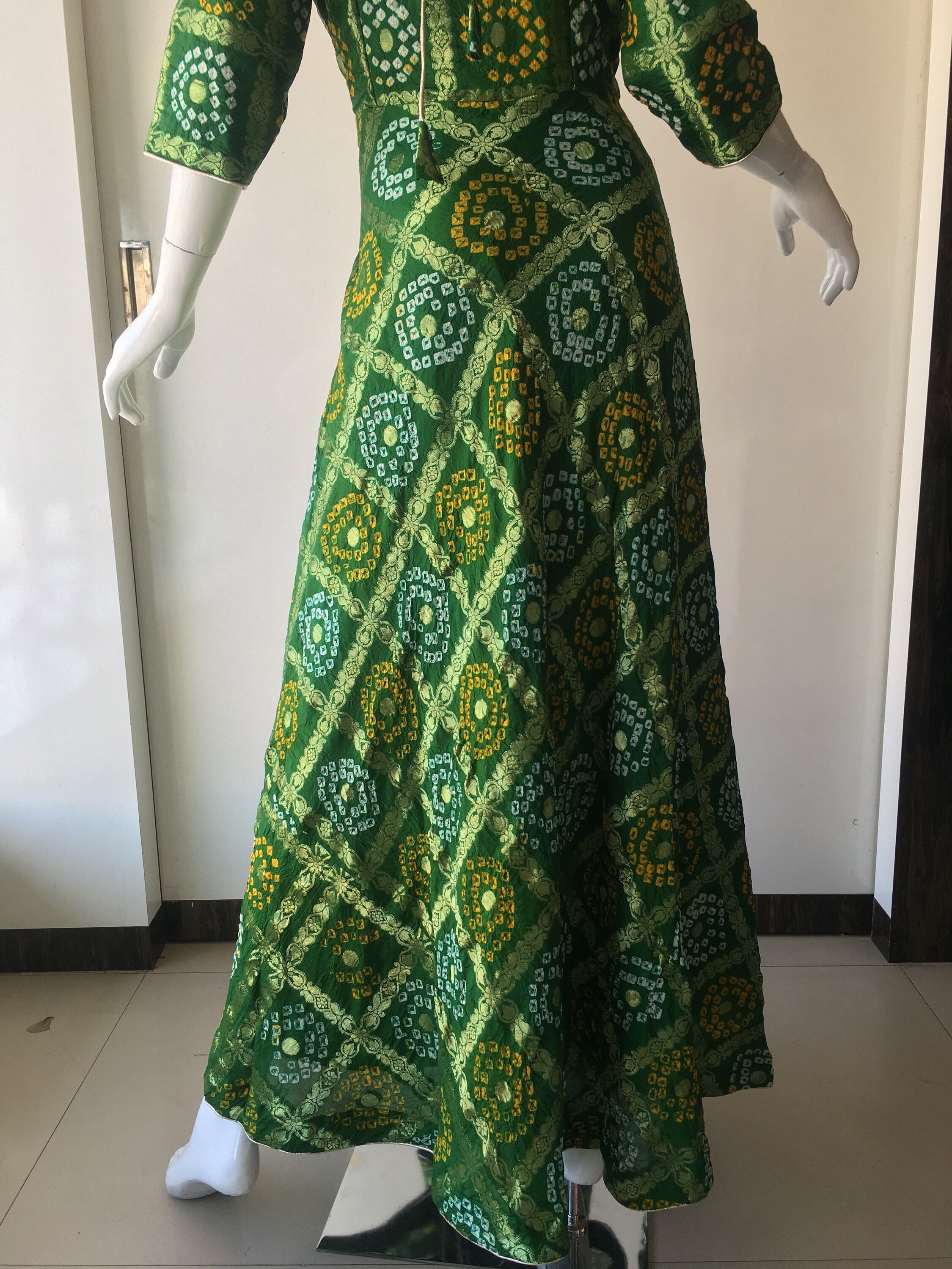 Banarsi Silk Ethnic Designer Bandhani Bandhej Gown Dress Party | Etsy