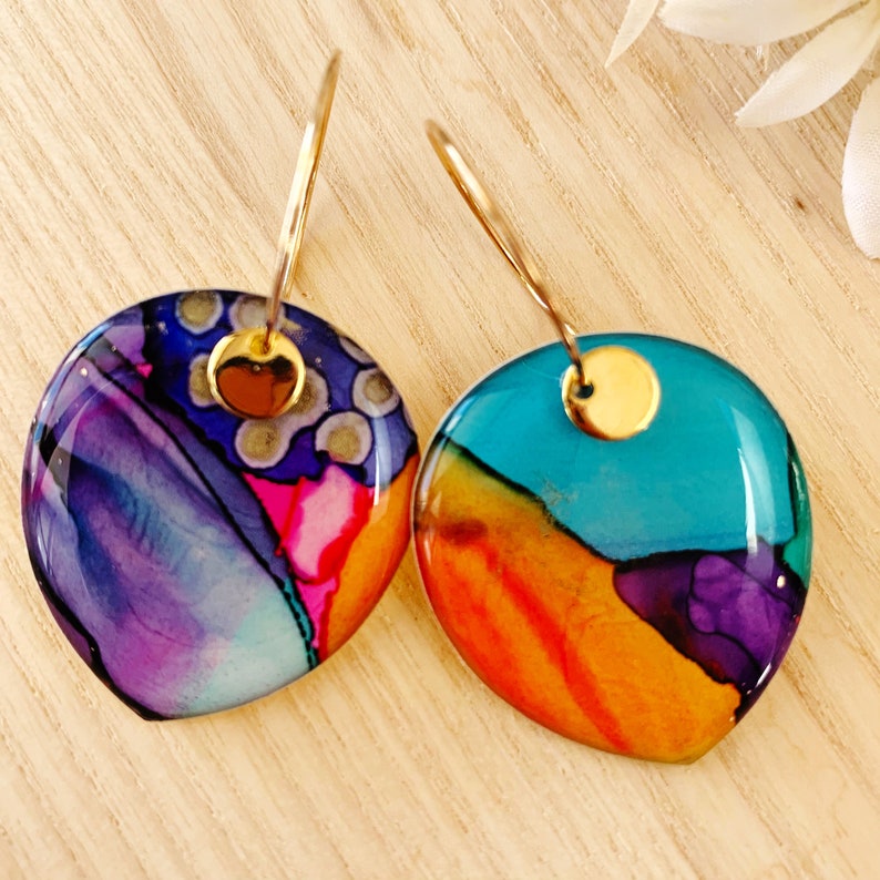 Dainty Hand-Painted Petal Hoop Earrings