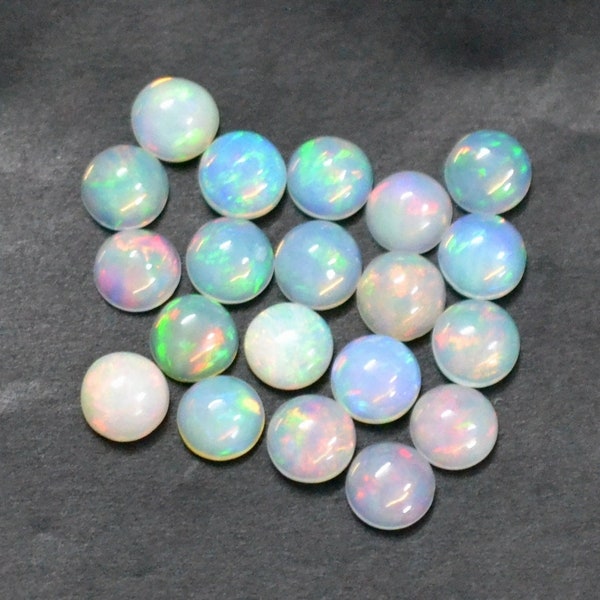 Ethiopian Opal Round 3mm 4mm 5mm 6mm 7mm 8mm  9mm 10mm  Multi Flashy Handmade  Cabochon Calibrated Natural Gemstone Lot For Jewelry Making