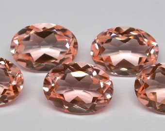 Piedra preciosa doble de cuarzo morganita ovalada facetada: Fabricación de joyas (8 x 10 mm - 13 x 18 mm)
