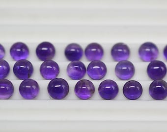 African Amethyst Cabochon: Round Purple Gemstone, Jewelry Making (2-7mm)