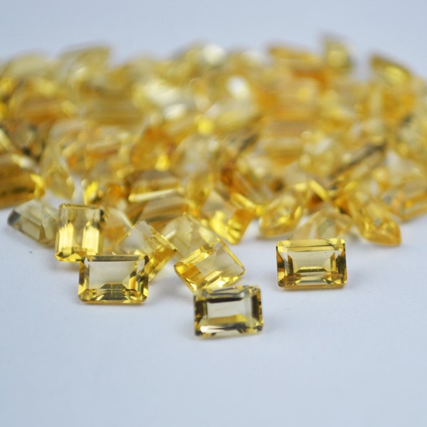 Faceted Citrine Gemstone: 5x7mm Octagon Cut, Loose Stone
