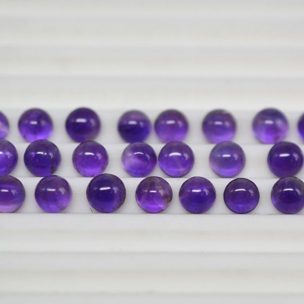 Amethyst 2mm 3mm 4mm 5mm 6mm 7mm Round Natural African Amethyst Calibrated Cabochon Stone Purple Amethyst Loose Gemstone For Making Jewelry