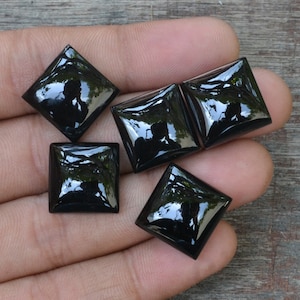 Schwarzer Onyx 5mm 6mm 7mm 8mm 10mm 12mm 15mm 18mm Bis 20mm Square Loose Gemstone Black Onyx Flache Rückseite Cabochon Edelstein zur Schmuckherstellung
