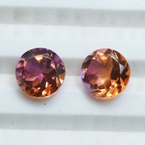 Ametrine Quartz 8mm Round Faceted Cut Doublet Natural Color Quartz Gemstone Cut Stone For Jewelry Making