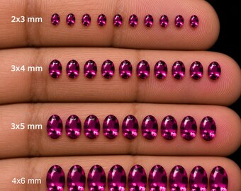 Natural Rhodolite Garnet Oval Faceted Gemstones, Pinkish-Red Jewelry Making (2x3mm to 4x6mm)