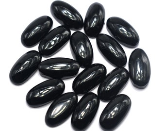 Black Onyx Oval Cabochon: Loose Gemstone for Jewelry Making (5x10mm to 12x24mm)