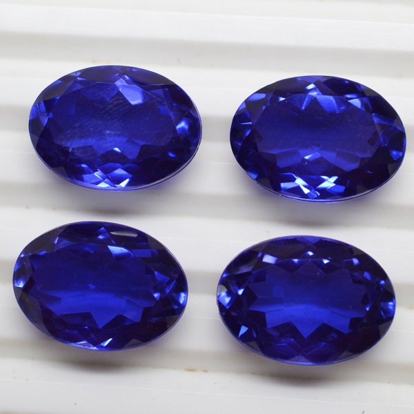 Tanzanite Quartz 4x6mm  5x7mm 6x8mm 7x9mm 8x10mm 10x12mm To 15x20mm  Oval Faceted Cut Tanzanite Doublet Natural Quartz Gemstone Jewelry