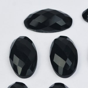 Black Onyx Oval Checker Cut Loose Gemstone (12x22mm)