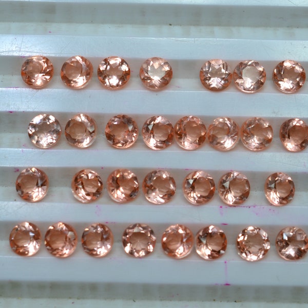 Morganite Quartz 5mm 6mm 7mm 8mm 9mm 10mm 12mm 13mm 14mm 15mm Round Faceted Cut Doublet Natural Quartz Gemstone Cut Stone For Jewelry Making