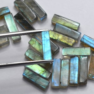 Labradorite Rectangle Bar Plain Long Stick Shape Gemstone Calibrated Natural Labradorite Loose Gemstone For Jewelry Making 3x10mm to 8x24mm
