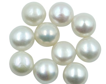 White Pearl Cabochons: Round Natural Gemstone Beads (5 Pcs)
