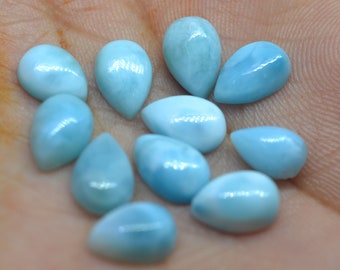 Natural Larimar Cabochon Lot, Caribbean Pear Gemstone