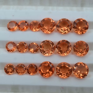 Amber Quartz 5mm 6mm 7mm 8mm 10mm 12mm 14mm 15mm Round Faceted Cut Doublet Orange Natural Quartz Gemstone Cut Stone For Jewelry Making