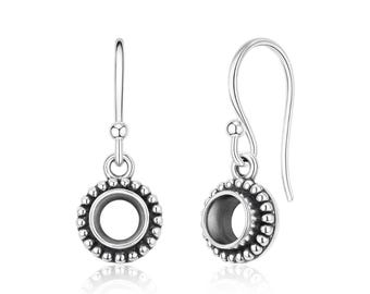 Silver Settings Rope Stud, 925 Sterling Silver Mount Earring 5x5mm to 10x10mm