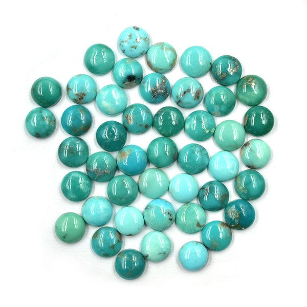 Kingman Arizona American Turquoise 4mm TO 20mm Round Shape Cabochon Gemstone Turquoise Cabs Turquoise Loose Gemstone Lot For Making Jewelry