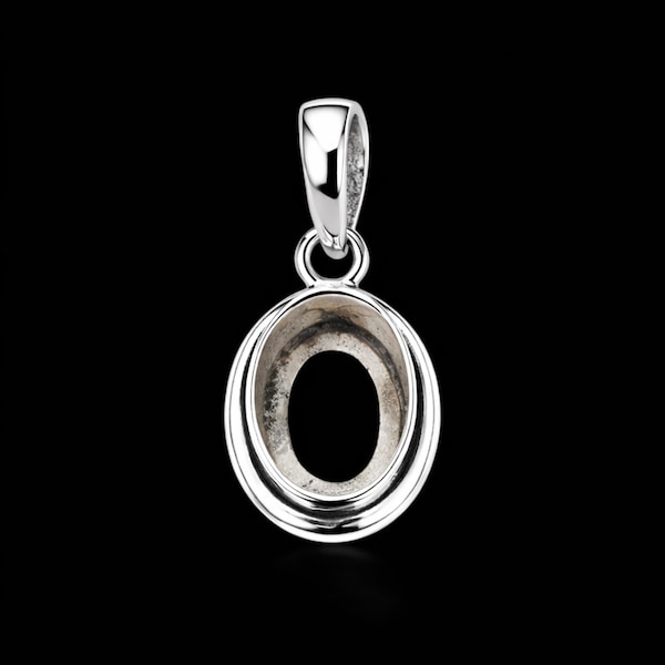 Handmade Sterling Silver Oval Pendant Mount Setting: 4x6mm to 15x20mm Bezel