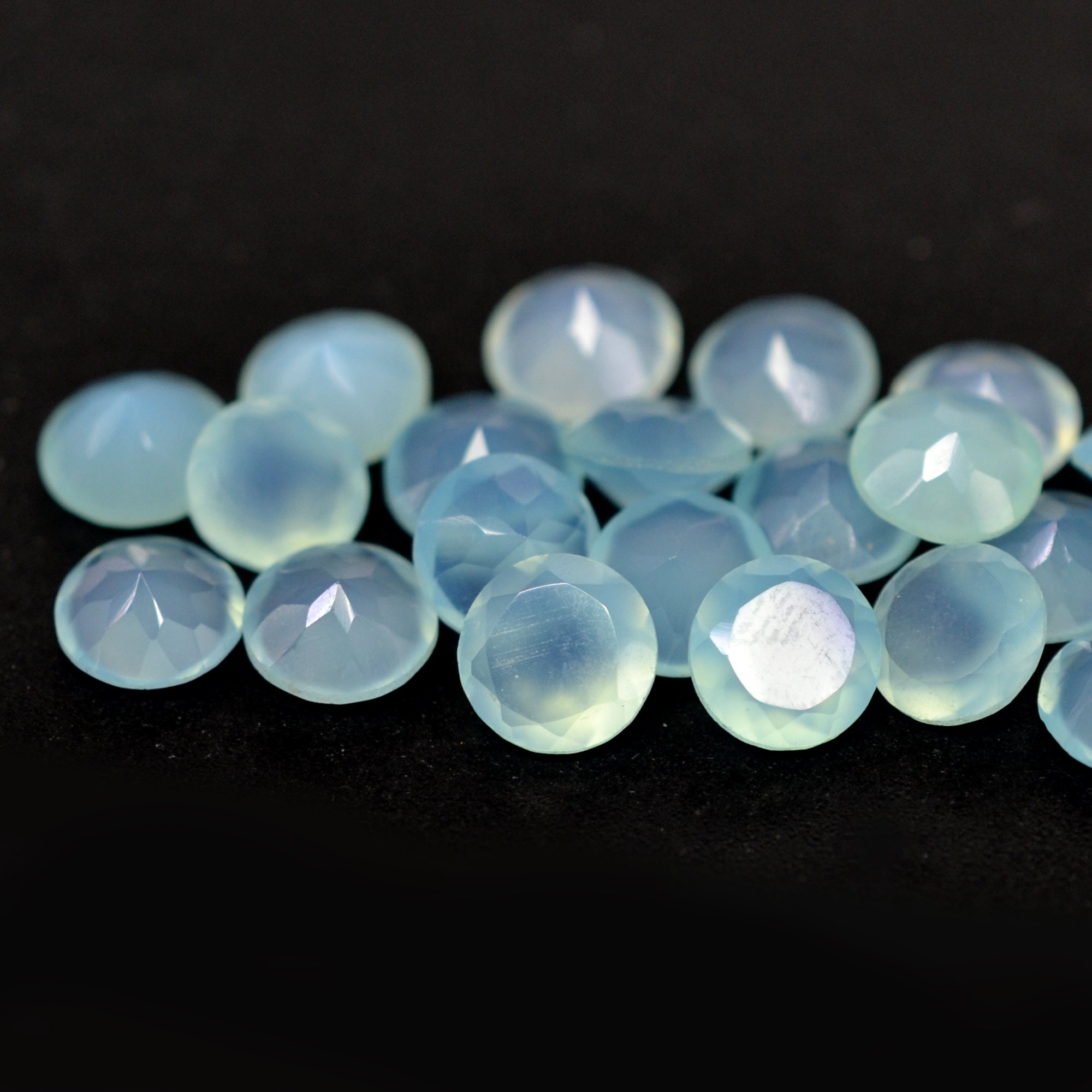 Chalcedony 6mm Round Faceted Cut Aqua Chalcedony Gemstone | Etsy
