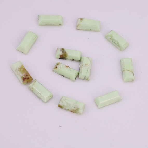 Lemon Chrysoprase Gemstone: Faceted Rectangle Jewelry Stone (3x7mm to 6x18mm)