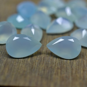 Chalcedony 5x7mm To 15x20mm Pear Faceted Aqua Chalcedony Gemstone Handmade Natural Chalcedony Loose Stone For Jewelry Making CrystalcraftCo