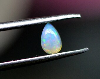 Flashy Ethiopian Opal Pear Cabochon: Handmade Gemstone for Jewelry