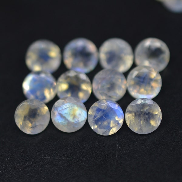 Rainbow Moonstone 5mm 6mm 7mm 8mm 9mm TO 12mm Round Gemstone Loose Natural Rainbow Moonstone Faceted Loose Gemstone For Jewelry Making