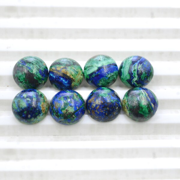 Natural Azurite malachite Cabochon Loose Gemstone in Round Shape Size 6X6 7X7 8X8 9X9 10X10 11X11 12X12 13X13 14X15 15X15mm Azurite Stone