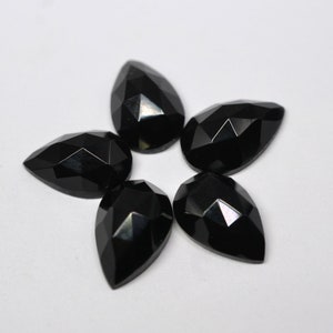 Pear Rose Cut Black Onyx Gemstone: 7x10mm to 15x20mm Loose Stone