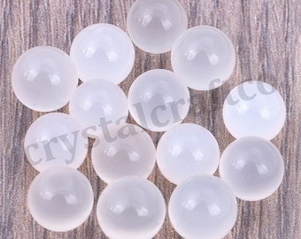AAA White Chalcedony Cabochon: 4-15mm Smooth Gemstone Balls