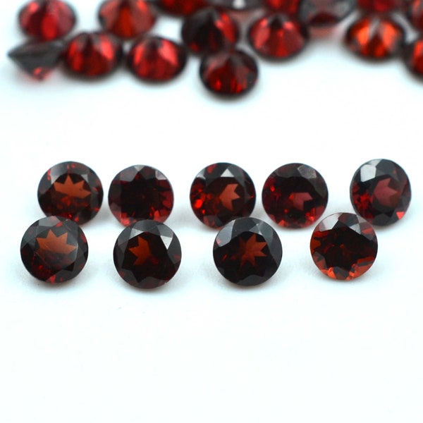 Garnet 3mm 4mm 5mm 6mm 7mm 8mm Round Faceted Cut Stone Calibrated Natural Red Garnet Loose Gemstone For Making Jewelry CrystalcraftCo