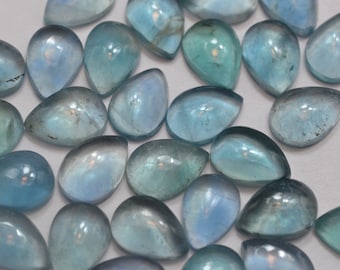 Blue Green Fluorite Pear Cabochon: 7x10mm Loose Gemstone