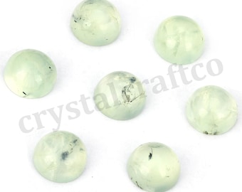 Gema de prehnita redonda cabujón, verde, piedra de 5–20 mm para colgante