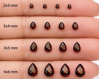 AAA+ Natural Garnet  Teardrop Pear Shape, Faceted Cut 2x3mm to 4x6mm jewelry making